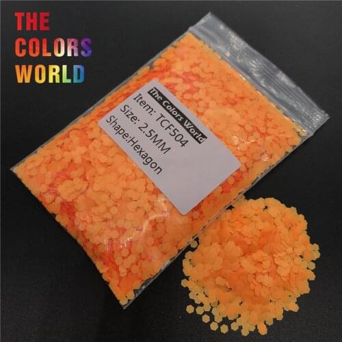 TCF504 Hexagon Shape Neon Matte Orange Color Solvent Resistant Nails Glitter Nail Art Decoration Makeup Festival Glitter Gel DIY
