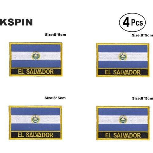 El Salvador Rectangular Shape Flag Iron on Saw on Patches Embroidered Flag Patches National Flag Patches for Clothing