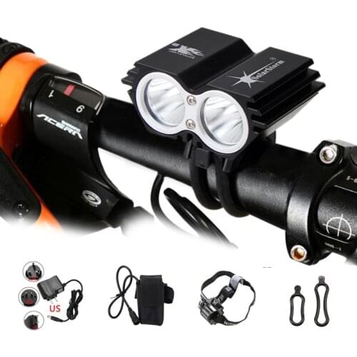 2 in 1 Bike Light Headlamp 5000 Lumens 2x T6 LED Bicycle Light Waterproof Lantern +Rechargeable Battery Pack+Headband +Charger