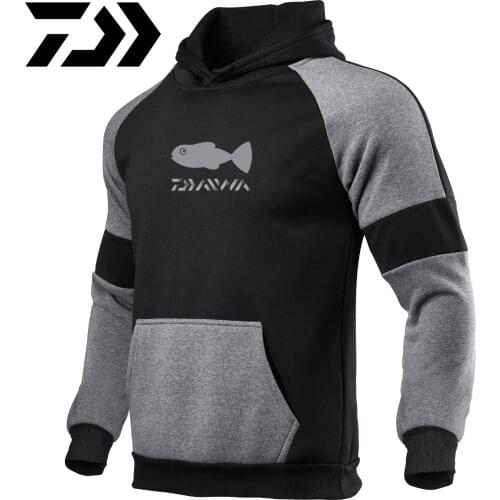 Daiwa Spring Autumn Fishing Sweatshirt Men Patchwork Outdoor Sport Clothes Pocket Hoodie Fishing Shirt Fishing Clothing