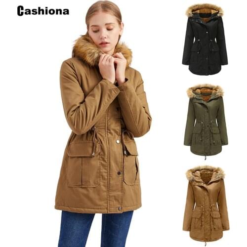 Cashiona Plus Size Women Hooded Top Outerwear Autumn Winter Pockets Zipper Jackets with Cotton 2021 mujer Fashion Hoodie Coats