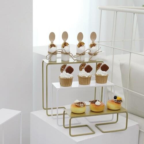 Gold Cupcake Stand Set White Storage Racks Metal Iron Tableware Holder Party Supplier Home Decoration Kitchen Dinner Bar