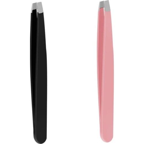 1PC New Stainless Steel Eyebrow Tweezer Slant Tip Point Flat Tip Rose Red Black Tweezers For Hair Removal Face Beauty Tool