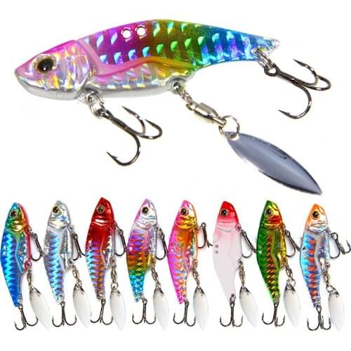 1Pcs Metal VIB Fishing Lure Vibration Spoon Lure Crankbait Artificial Hard VIB Bait 3D Eyes Cicada Sinking Fishing Tackle