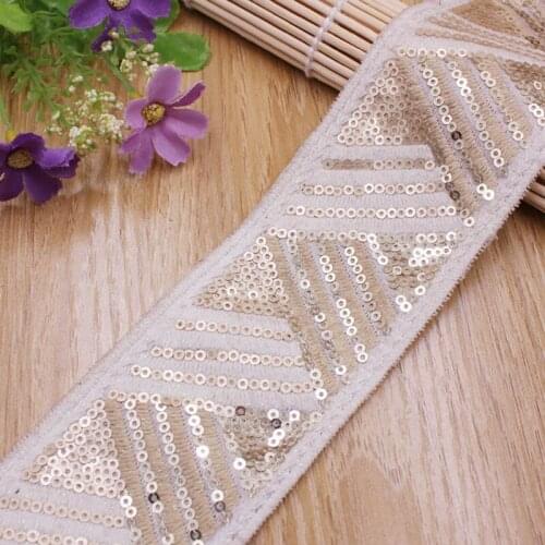 1Yards/Lot Sequins Lace Trim Mesh Embroidered Sequin Lace Ribbon Clothing Accessories Decoration Wedding Sewing Fabric Material
