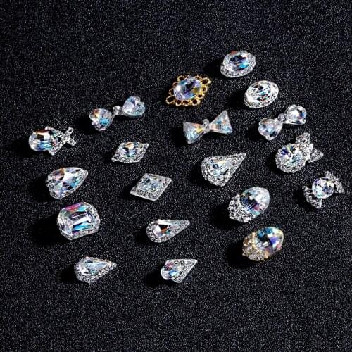 10pcs/Lot Various Shape Nail Rhinestones Gems Charms 3D Tips Nail Art Rhinestones Decorations Manicure gems 3074-3093