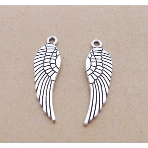 12 pieces/lot 9*30mm Antique silver color Metal Angel Feather Plumage Charm Pendant Bracelet Earring Key chain DIY accessory