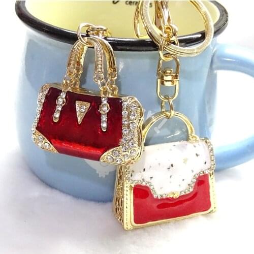 19new cute handbag shape key chain alloy plating paint craft pendant men and women backpack accessories car key decoration gifts