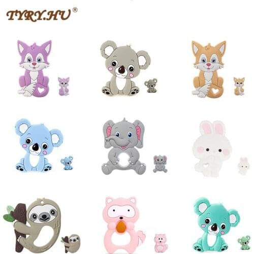 TYRY.HU 2 pcs/set Baby Silicone Teether DIY Pacifer Chain Making Food grade Teether Silicone Beads DIY Chain Teething Beads