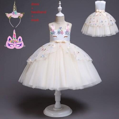 2019 Girls cosplay Unicorn LOL Dress Childrens day Princess Girls Birthday Party Dress Children Kids Halloween Unicorn Costume