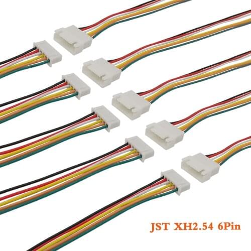 5Pair/10Pcs JST XH2.54 6Pin Connector 26AWG 20CM Pitch 2.54mm 6Pin Male Plug Female Socket Terminals Docking Cable Wire Adapter