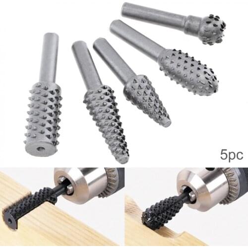 5 pcs / set Woodworking Shaped Rotary File 1 / 4" Woodworking Scythe Grinding Head