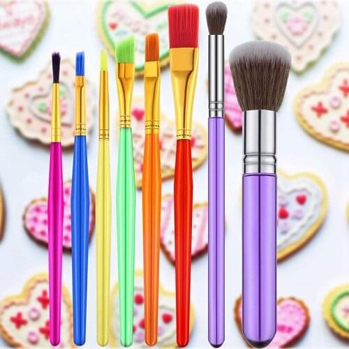 8 Pcs Cake Decorating Brushes Tools Set Cookie Decoration Brushes Fondant Decorating Tools Fondant Decoration Supplies