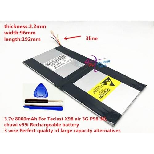3.7v 8000mAh 3296192 For Teclast X98 air 3G P98 3G Tablet PC Battery 3 wire X98 X98 AIR p98 X98 P98HD P98