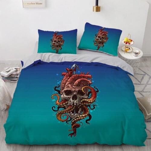 American Duvet Cover Set Bedding Sets Quilt Covers Sets Comforter Case King Queen Double Single Size 3D Skull Bedclothes