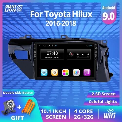 2DIN Android 9.0 Car Radio For Toyota Hilux 2016 2017 2018 Left Hand Multimedia Player GPS Navigation WiFi USB BT DVF Player