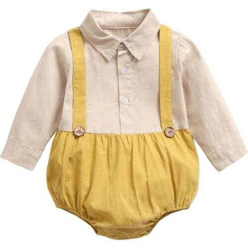 One-piece solid color children romper boys girls baby romper spring and autumn long-sleeved newborn clothes Korean baby clothes