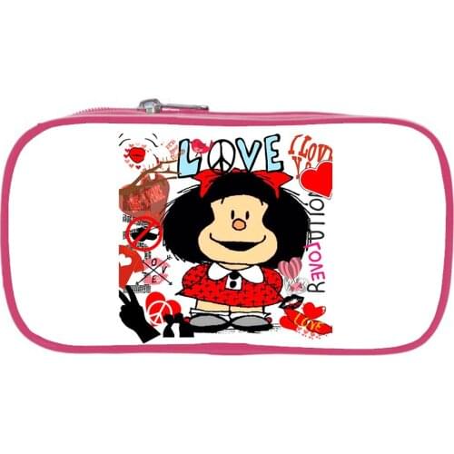 Mafalda Pencil Case Large Capacity Kawaii Cartoon Pencil Box Children Comics Pen Bag Boys Girls School Supplies Stationery Bag