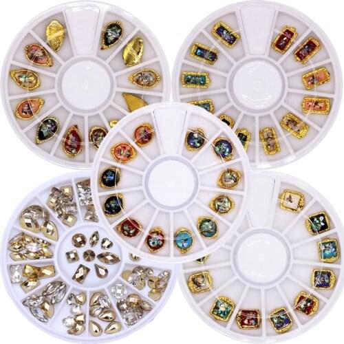 Nail Art Gemstone Shiny Diamond AB Flat Glass Crystal Stone Round Rectangle Oval Square Nail Gemstone Manicure Decoration