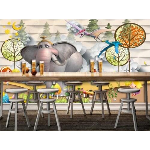 Custom photo wallpaper for walls 3 d Modern Beautiful cartoon elephant tree background wall cartoon mural home decor