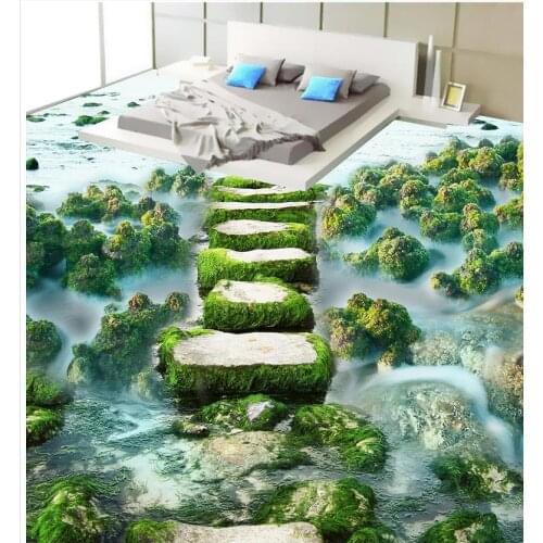 Photo wallpaper mural floor Custom Photo self-adhesive 3D floor ocean beach Bathroom 3d wallpaper floor