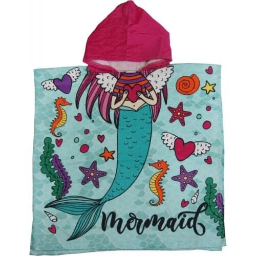 100% Cotton Mermaid Hooded Cloak Wearable Bath Towel Children Summer Bath Towel Blanket Bed Student Kids Girl Boy Gifts 60x120cm