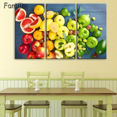 Canvas painting 5 panel Restaurant Fruits Orange grape green apple wall art Modern Modular pictures On for kitchen decor poster