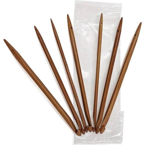 7Pcs One Hook And One Knitting DIY Sweater Knitting Craft Needle Bamboo Afghan Tunisian Crochet Hook Sewing Tool 4mm-7mm