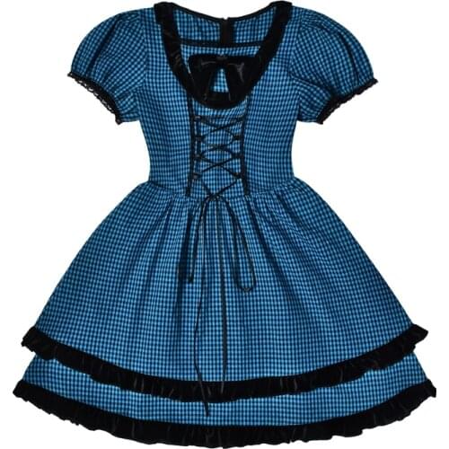 Summer Girl Lolita Bow Blue Dress Harajuku Sweet Preppy Style Temperament Kawaii Fashion Mini Dress