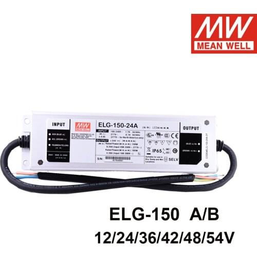 MEAN WELL ELG-150-3Y A B Switching Power Supply 12v 24v 36v 42v 48v 52v Constant Current Voltage LED Driver IP67 3 IN 1 Dimming