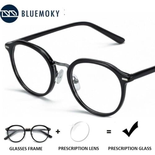 BLUEMOKY Acetate Round Prescription Glasses Frame Women Men Blue Ray Photochromic Eyewear Optical Myopia Progressive Eyeglasses