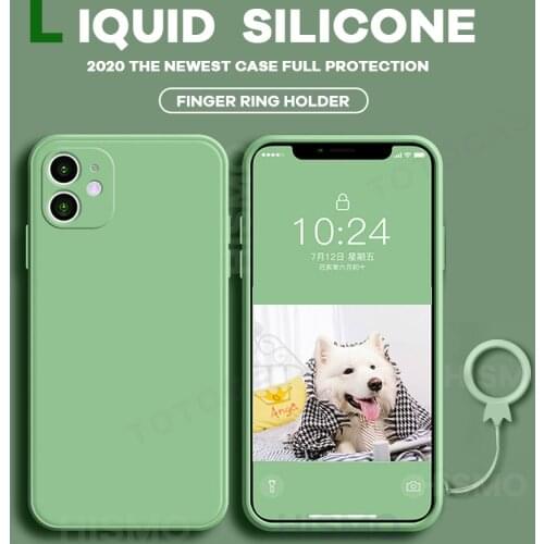 Liquid Silicone Soft Case for IPhone 11 12 Pro Max Case Ring Holder Cover for IPhone XS Max XR X 6 8 7 Plus SE 2020 Case