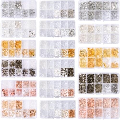 Earring Making Supplies Kit Jewelry Accessories with Earring Hook Nail Lobster Clasp Open Jump Ring Connector Set for Beads