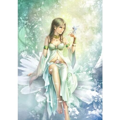 The Beautiful Fairy Flower Cartoon Embroidery Needlework 14CT Canvas Unprinted DIY Cross Stitch Kits Handmade Arts Decor