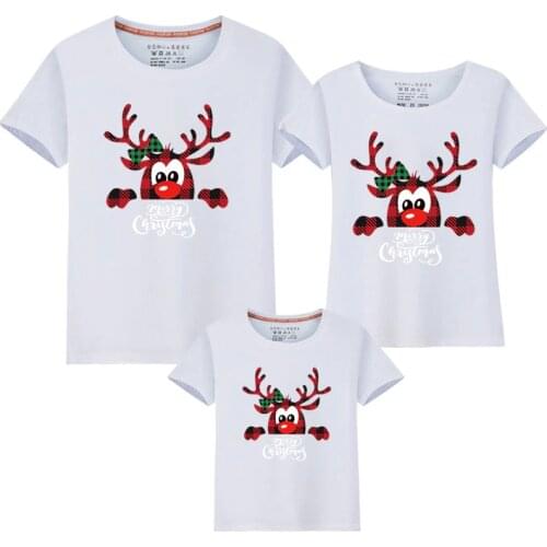 2020 Xmas Matching Family Outfits New Christmas Deer Dad Mom Kids Mother Daughter Short Sleeve Matching Family Look T Shirts