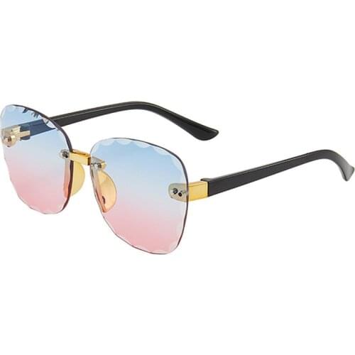 2021 New Stylish Rimless Children Trimming Sunglasses Fashion Kid Square Pink Gradient Sun Glasses Boy Girl Goggle Eyewear UV400