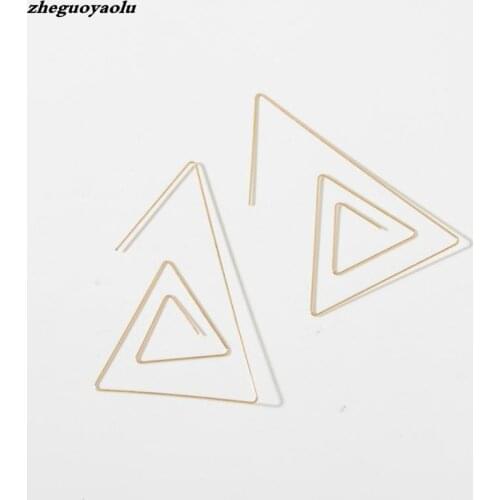 New Simple Wild Versatile Paper Clip Geometric Triangle Earrings Personality Net Red Tide People Earrings Jewelry Wholesale