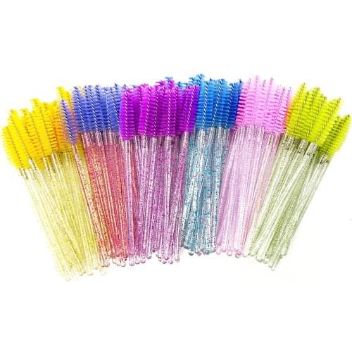 Disposable Eyelash Bruhes Crystal Eyelash Makeup Brush Diamond Handle Mascara Wands Eyelash Extension Tool