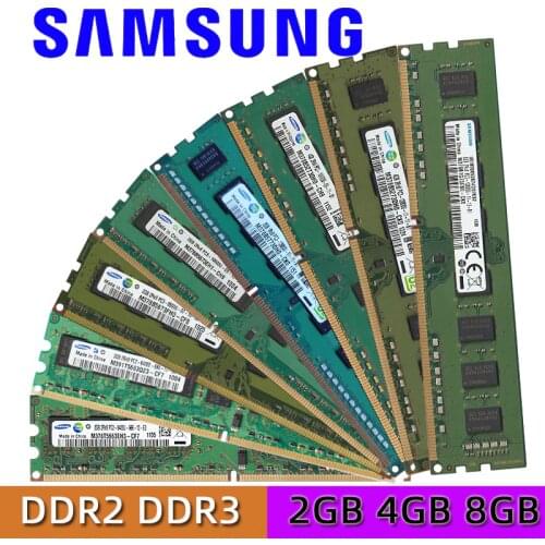Samsung 2GB 4GB 8GB 2G 4G 8G PC2 PC3 DDR2 DDR3 800Mhz 1066Mhz 1333hz 1600Mhz 6400U 8500U 10600U 12800U Desktopmemory RAM ECC