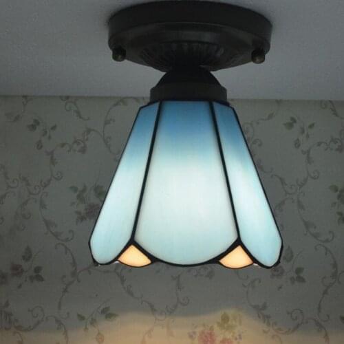 Tiffany Corridor Bedroom Light Glass Horn Balcony Ceiling Lamp Balcony Hallway Porch Ceiling Lighting Fixtures
