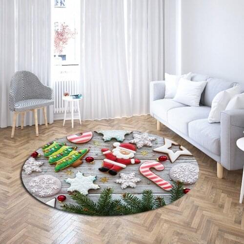 Merry Christmas Round Carpet 3D Print Soft Rugs Cloakroom Rugs For Living Room Mat Computer Chair Area Carpet Play Tent Mat