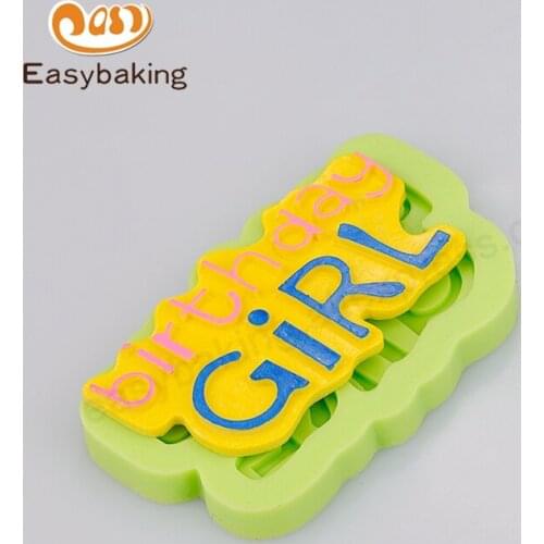 Happy Birthday "girl" shape Silicone cake mold decoration for fondant cake decorating silicone mold Kitchenware for birthday