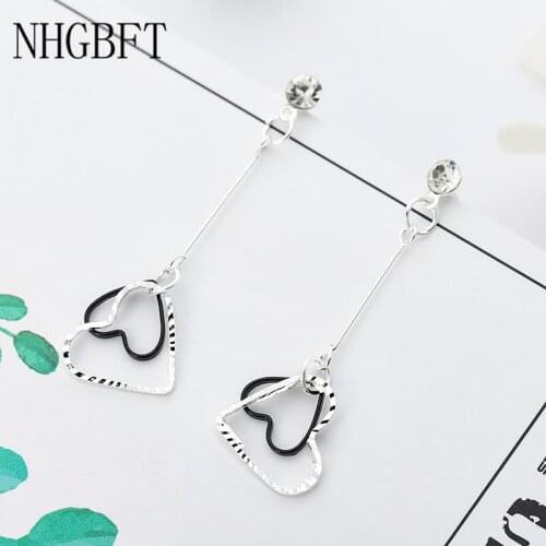 NHGBFT Long section Round Love heart Stud Earrings For Womens Geometry Circular Round Tassel Earrings Party Accessories