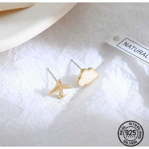 Airplane Clouds Stud Earrings For Women S925 Silver Needle Korea Fashion New Trendy Hot Sale Girlfriend Best Gift Jewelry INEFFA