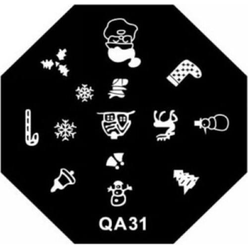 2020 QA series of new Octangle nail stamp image plate can be reused Nail template Deer Snowflake QA31