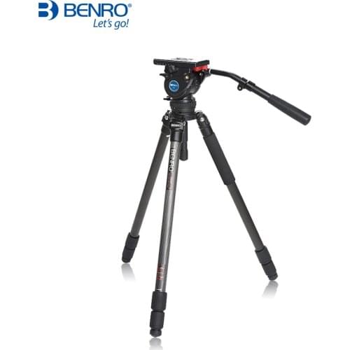 BENRO C373TH8 Tripod Carbon Fiber Video Tripods With H8 Head Camera Stands For Canon Nikon Video Carrying Bag
