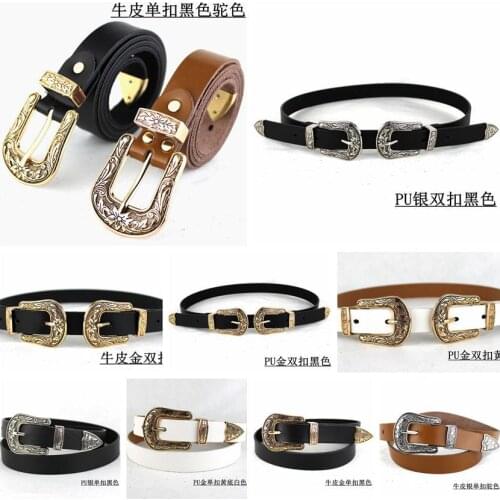 All-Network Fashion Girdle for Ladies Fashion Carved Retro Double Button Head Decorative Leisure Womens Belt,American style