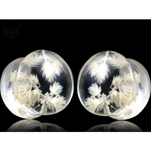 Casvort 2pcs Acrylic Ear Plugs Tunnels With Reed Grass Earrings For Man Woman Ear Expander Design Ear Gauges Piercing Body Jewel