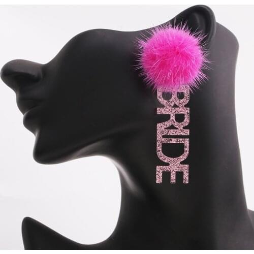 High Quality Mink Fur Ball Drop Earrings For Women BRIDE Plush Balls Earrings Pendant Embellishments Accessories Wholesale