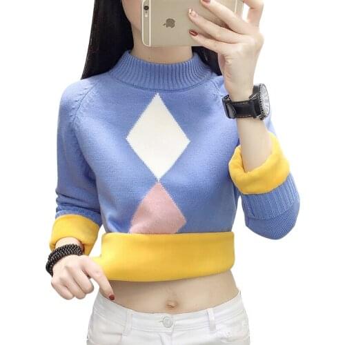 Full Sleeve Turtleneck Women Sweater New 2020 Autumn Winter Knitted Sweaters Pullover Color matching Thicken Keep Warm Jumper